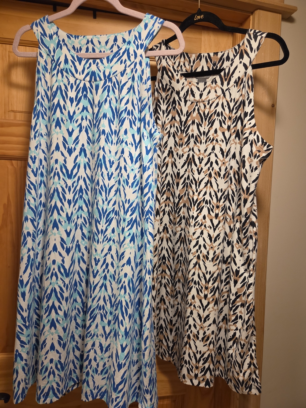 Natural Reflections A-Line Skirts in Blue/White and Black/Tan
